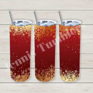 Red, and Gold Glitter Snowflakes 20oz Tumbler
