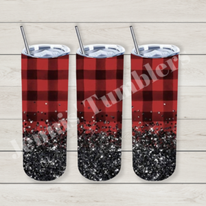 Red Flannel with Black Glitter 20oz Tumbler