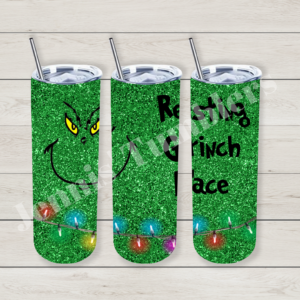 Glittery Resting Grinch Face 20oz Tumbler