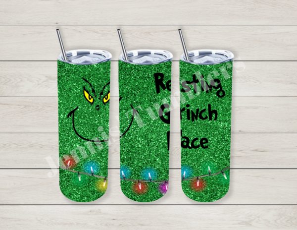 Glittery Resting Grinch Face 20oz Tumbler