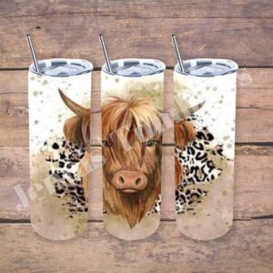 Cow with Leopard and Gold 20 oz Tumbler 