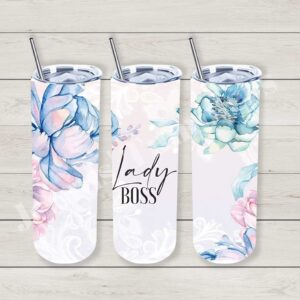 Blue Flower Lady Boss 20oz Tumbler 