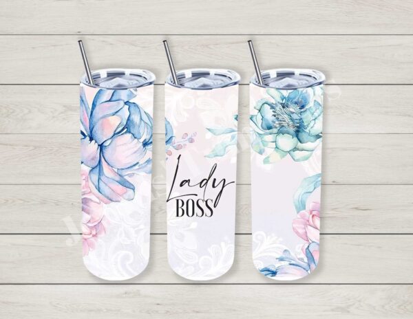 Blue Flower Lady Boss 20oz Tumbler 
