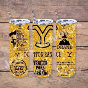 Button Ranch Glittery Yellow 20oz Tumbler 
