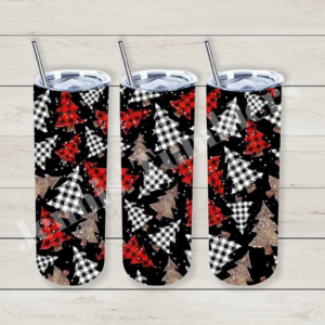 Red, White and Gold Plaid Christmas Tree 20oz Tumbler