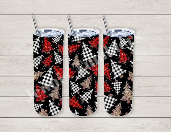 Red, White and Gold Plaid Christmas Tree 20oz Tumbler