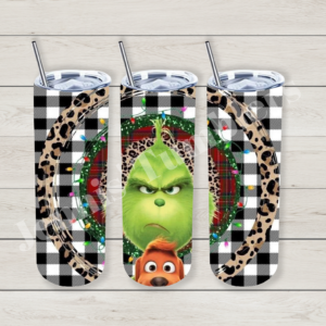 Grinch Cheetah Flannel 20oz Tumbler