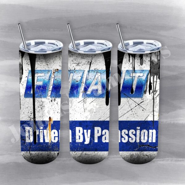 Blue Fiat Oil Can 20oz Tumbler 