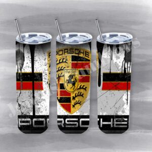 Porsche Oil Can with Black and Red Lines 20oz Tumbler 