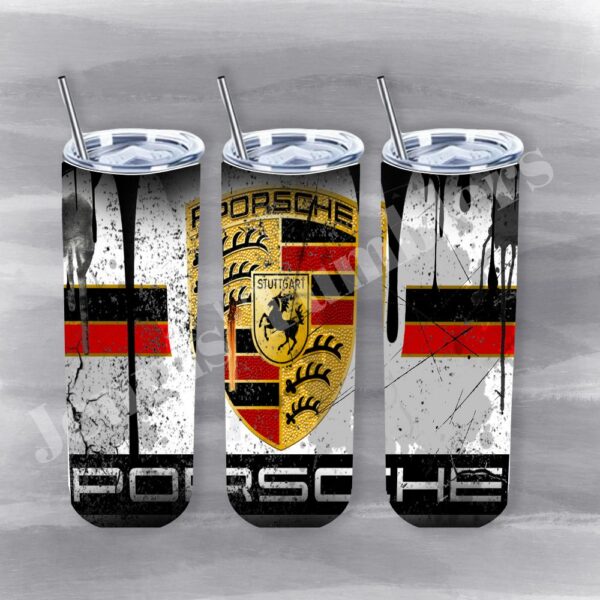 Porsche Oil Can with Black and Red Lines 20oz Tumbler 
