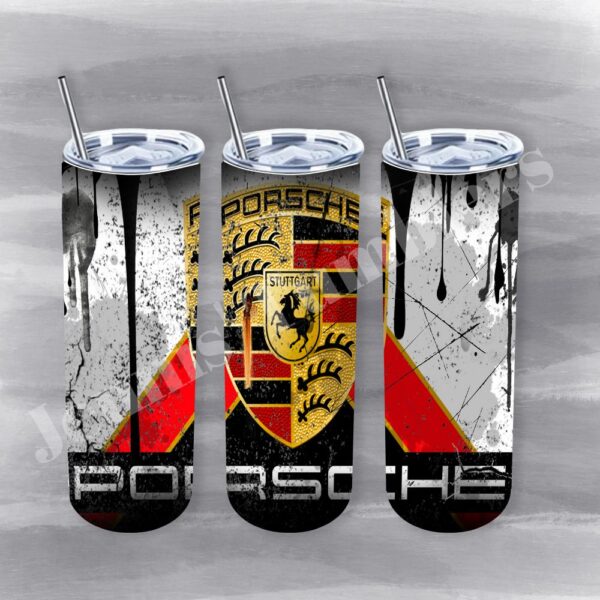 Porsche Oil Can with Black and Red Arrow 20oz Tumbler 