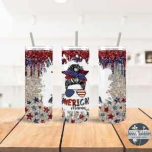 American Mama Glitter 20oz Tumbler 