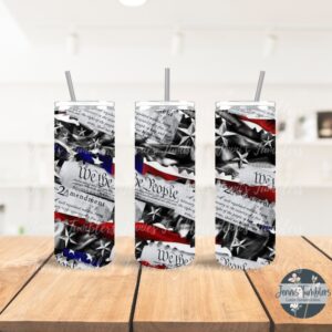 We the People Flag and Declaration BW 20oz Tumbler 