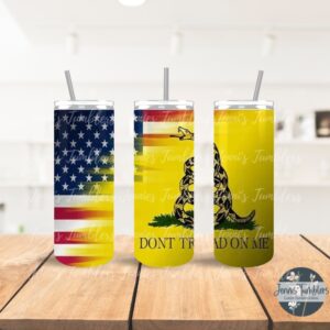 Don't Tread on me American Flag and Yellow Bleeding Together 20oz Tumbler 