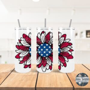 Red, White, and Blue Sunflower 20oz Tumbler 