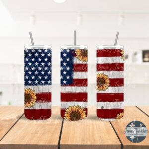 Sunflower and American Flag 20oz Tumbler 