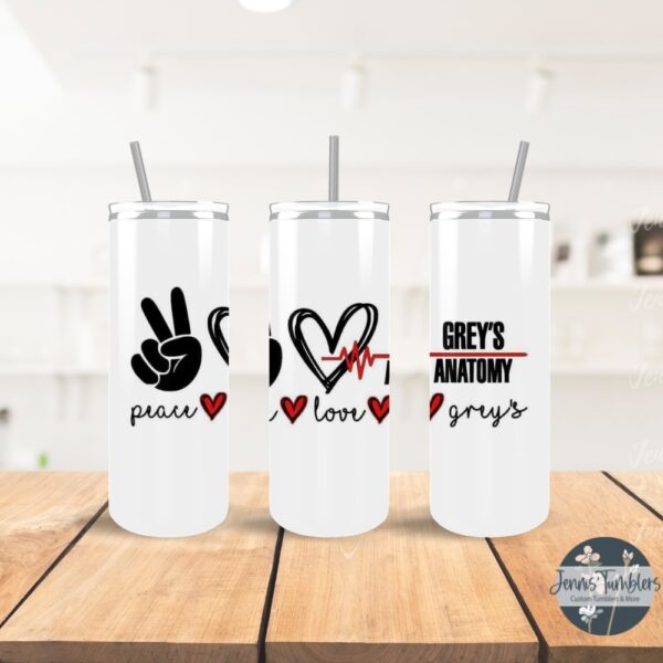 Peace, Love Grays, White Background 20oz Tumbler 