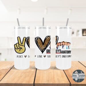 Peace, Love Grays, Cheetah, Glitter  20oz Tumbler 