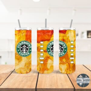 Star Coffee Bucks Orange and Red Marble 20 oz Tumbler