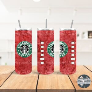 Star Coffee Bucks Red Marble 20 oz Tumbler