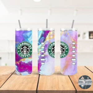 Star Coffee Bucks Pink, Purple, and Blue Marble 20 oz Tumbler