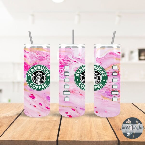 Star Coffee Bucks Pink Marble 20 oz Tumbler