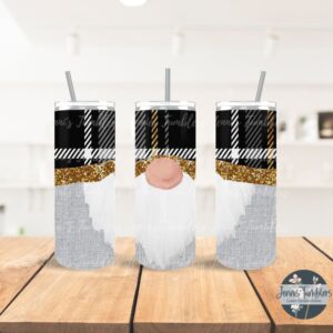 Black Plaid and Gold Gnome 20 oz Tumbler