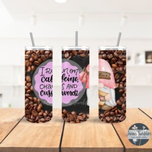Caffeine and Cuss Words Gnome 20 oz Tumbler