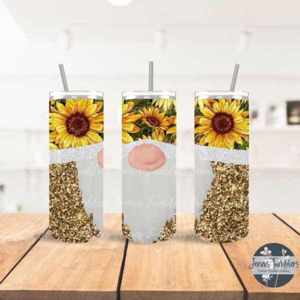 Gold and Sunflower Gnome 20 oz Tumbler