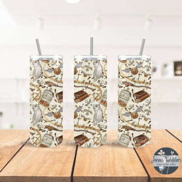 HP Owls, Books and Cages with White Background 20 oz Tumbler