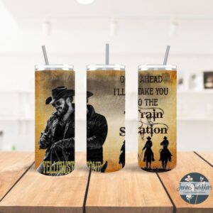 YS RIP and Cowboys Train Station Sunset 20oz Tumbler