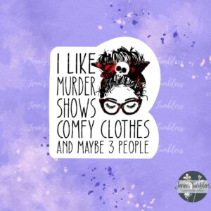 Red Messy Bun Murder Shows and Comfy Clothes Sticker