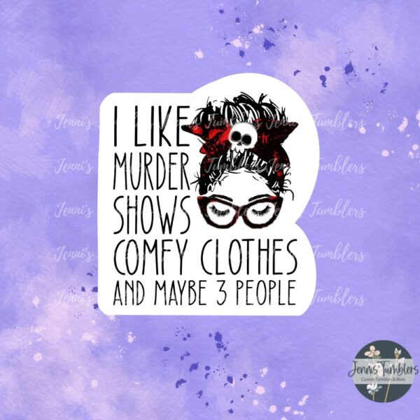 Red Messy Bun Murder Shows and Comfy Clothes Sticker