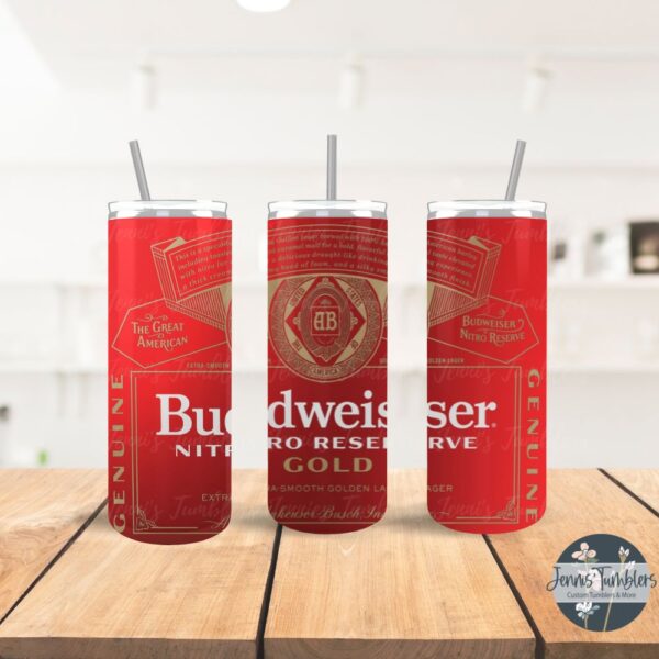 Bud Beer Can Gold 20 oz Tumbler
