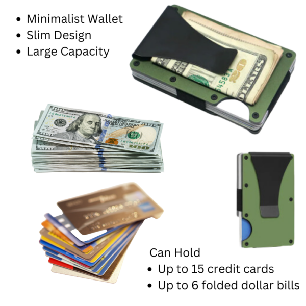 Personalized Laser Engraving Metal Wallet with Money Clip - Image 4